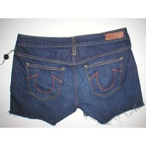 New Womens True Religion NWT $188 Denim Jean Shorts Dark 24 Designer Keira USA